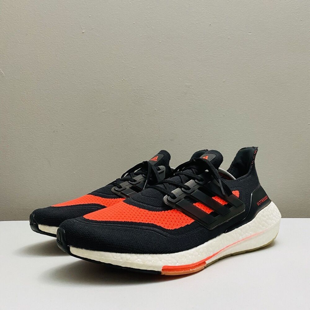 Adidas Ultraboost 21 Men's Running Shoes Sneakers FZ2559 Black/Orange Size 12.5